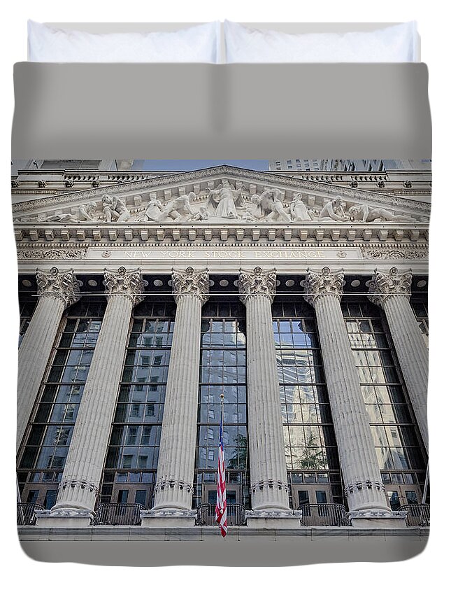 Wall Street Duvet Cover featuring the photograph Wall Street New York Stock Exchange NYSE by Susan Candelario