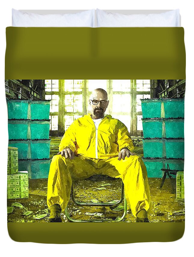 Breaking Duvet Cover featuring the painting Walter White as Heisenberg Painting by Gianfranco Weiss