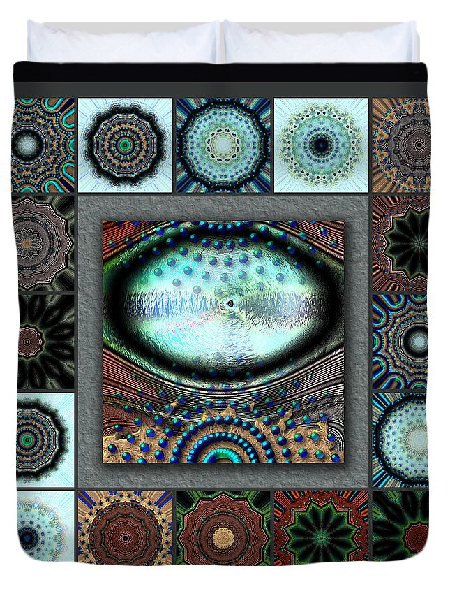 Turquoise Duvet Cover featuring the digital art Warm Cosmos Redux by Ann Stretton
