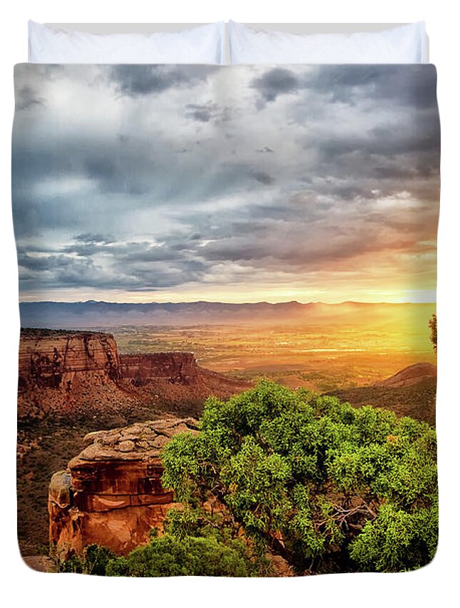 Tranquility Duvet Cover featuring the photograph Warm Glow On The Colorado National by Ronda Kimbrow Photography