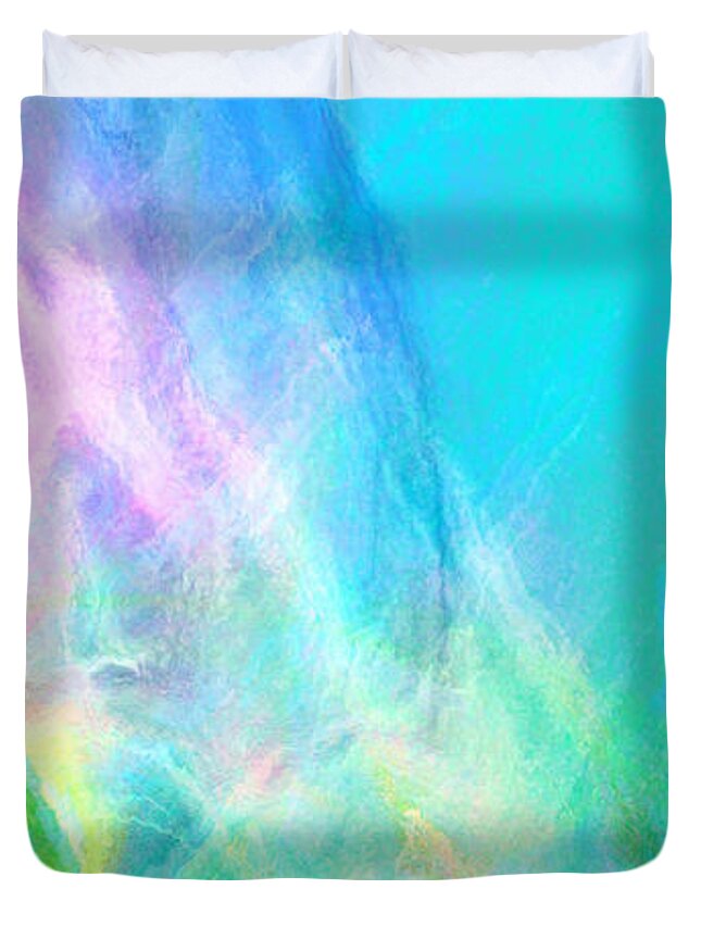 Abstract Art Duvet Cover featuring the mixed media Warm Seas II - Abstract Art by Jaison Cianelli