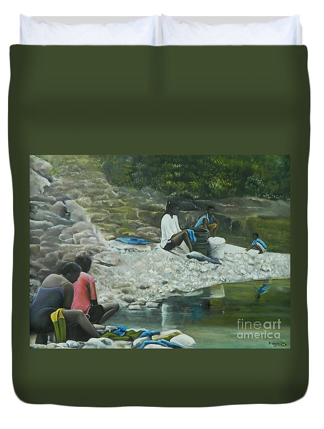 Water Duvet Cover featuring the painting Wash Day by Kenneth Harris