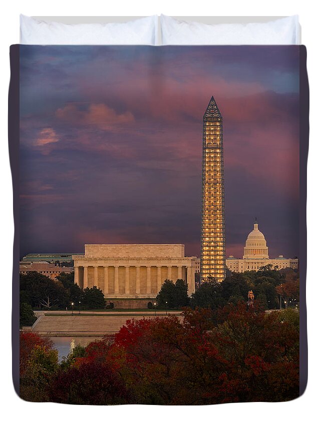 Nations Capitol Duvet Cover featuring the photograph Washington DC Iconic Landmarks by Susan Candelario