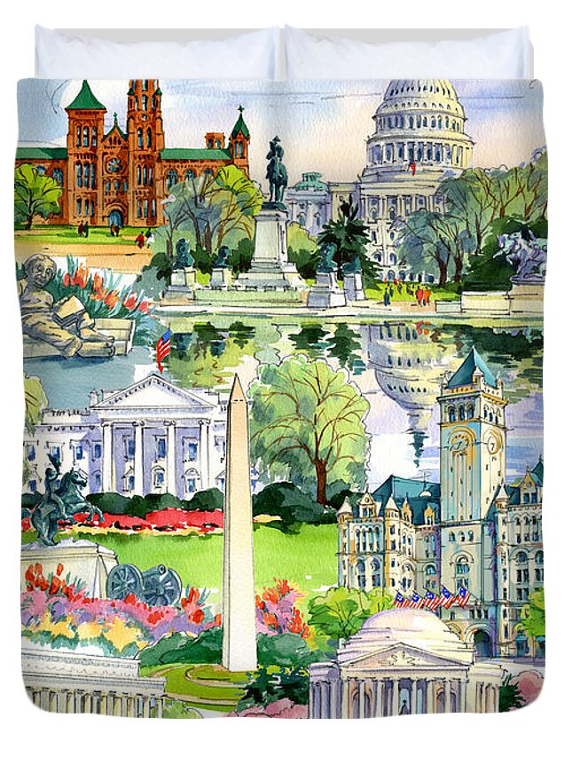 Washington Duvet Cover featuring the painting Washington DC painting by Maria Rabinky