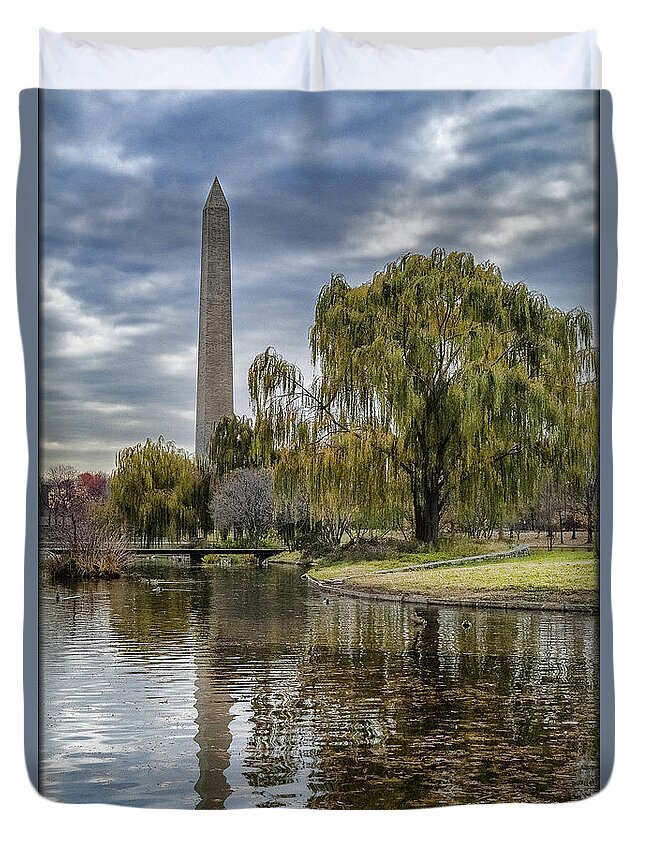 Sunrise Duvet Cover featuring the photograph Washington Reflection by Erika Fawcett