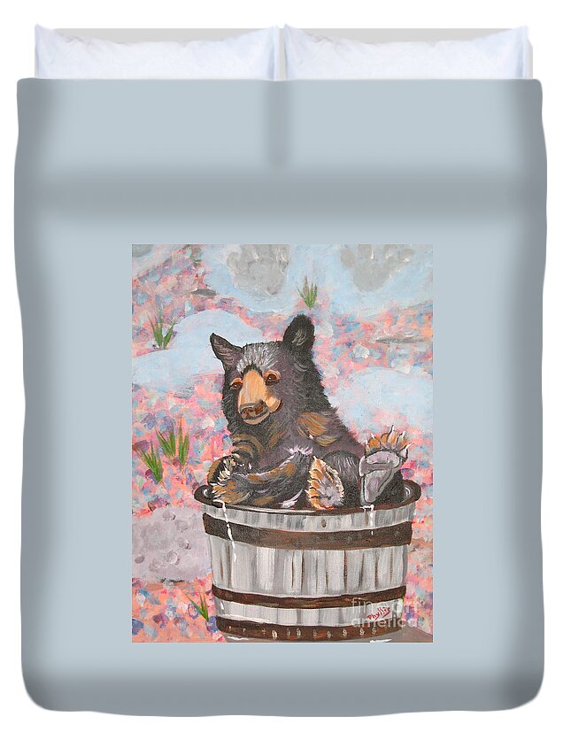 Bear Duvet Cover featuring the painting Water Bear by Phyllis Kaltenbach