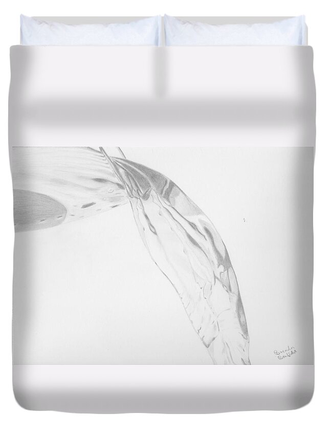 Nature Duvet Cover featuring the drawing Water by Brenda Bonfield