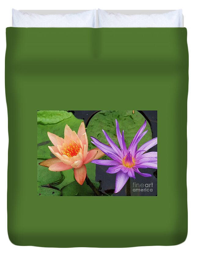 Water Lilies Duvet Cover featuring the photograph Water Lilies 011 by Robert ONeil