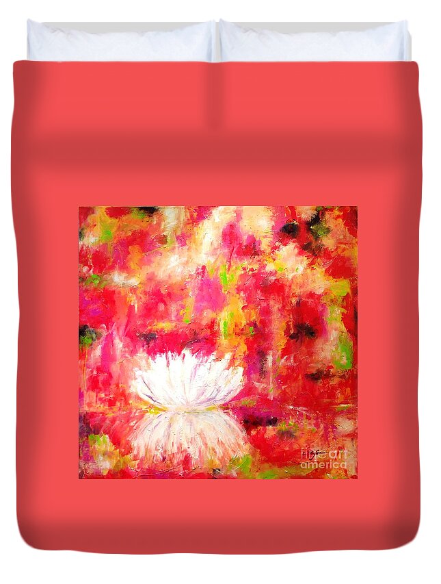 Painting Duvet Cover featuring the painting Water Lily by Cristina Stefan