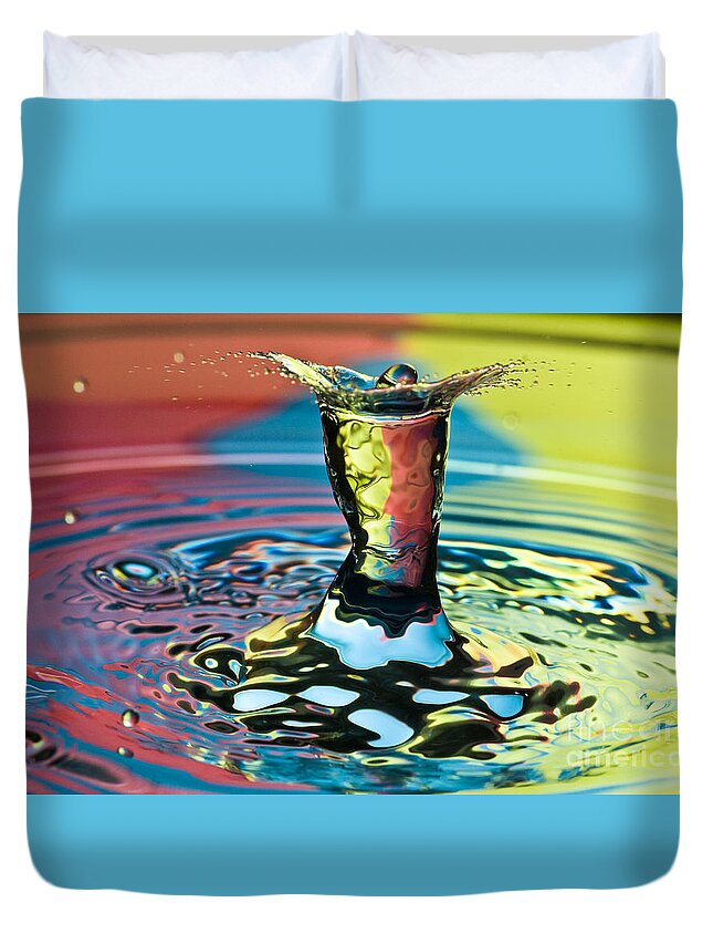 Water Drop Duvet Cover featuring the photograph Water Splash Art by Anthony Sacco