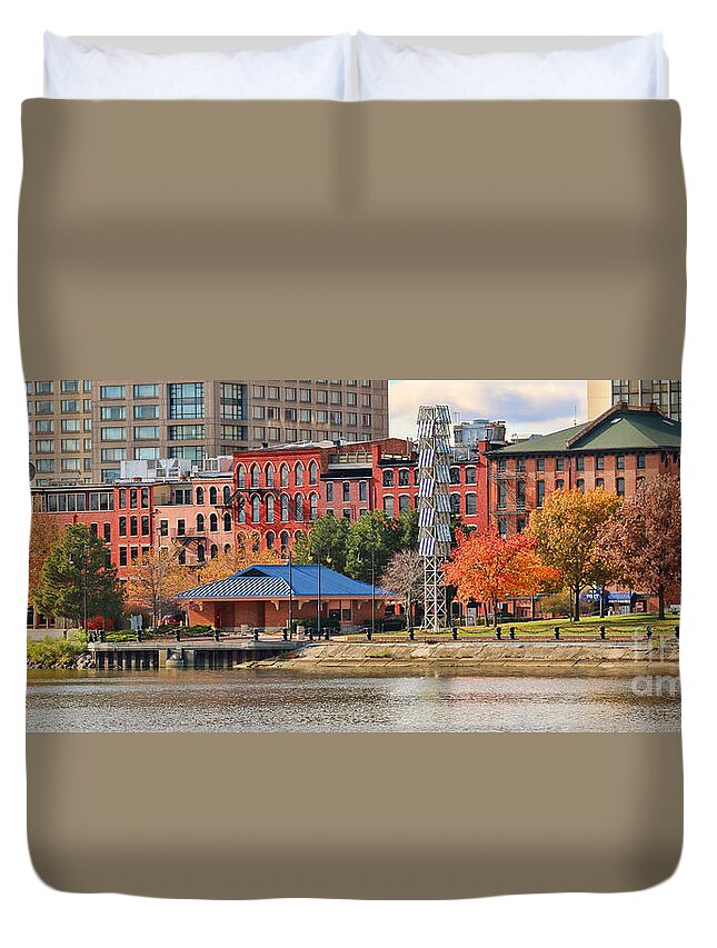 Water Street Duvet Cover featuring the photograph Water Street Downtown Toledo 5226 b by Jack Schultz