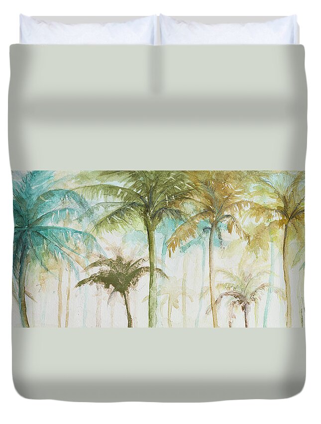 Watercolor Duvet Cover featuring the painting Watercolor Palms by Patricia Pinto