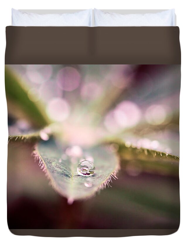 Waterdrops Duvet Cover featuring the photograph Waterdrop Dreams by Peggy Collins