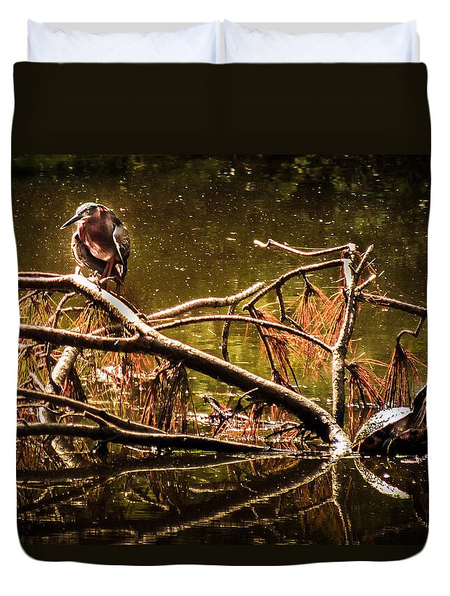 Wildlife Companions Duvet Cover featuring the photograph WATERS of AUTUMN by Karen Wiles