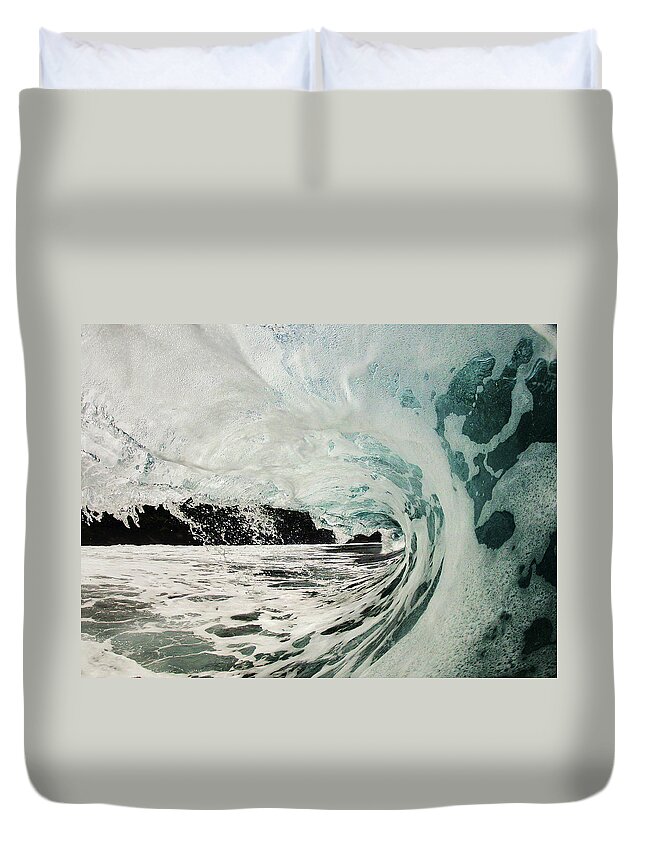 Outdoors Duvet Cover featuring the photograph Wave Breaking Over Shallow Reef by Johnathan Barber