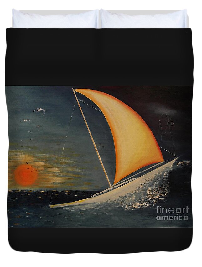 Oil Painting Duvet Cover featuring the painting Wave Crasher by Wayne Cantrell