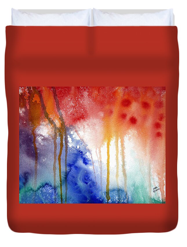 Rainbow Colors Duvet Cover featuring the painting Waves of Emotion by Michal Madison