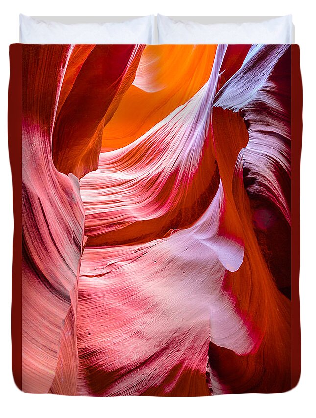Antelope Canyon Duvet Cover featuring the photograph Waves of Redrock by Jason Chu