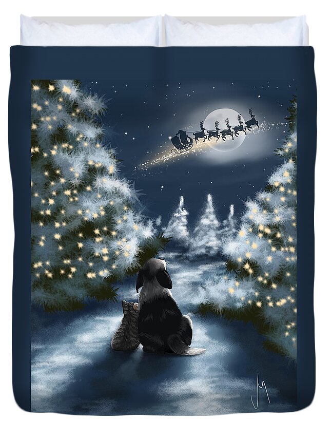 Christmas Duvet Cover featuring the painting We are so good by Veronica Minozzi