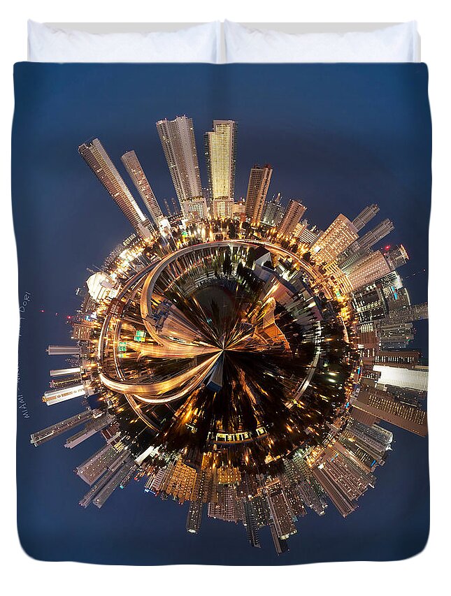 Miami Duvet Cover featuring the photograph Wee Miami Planet by Nikki Marie Smith