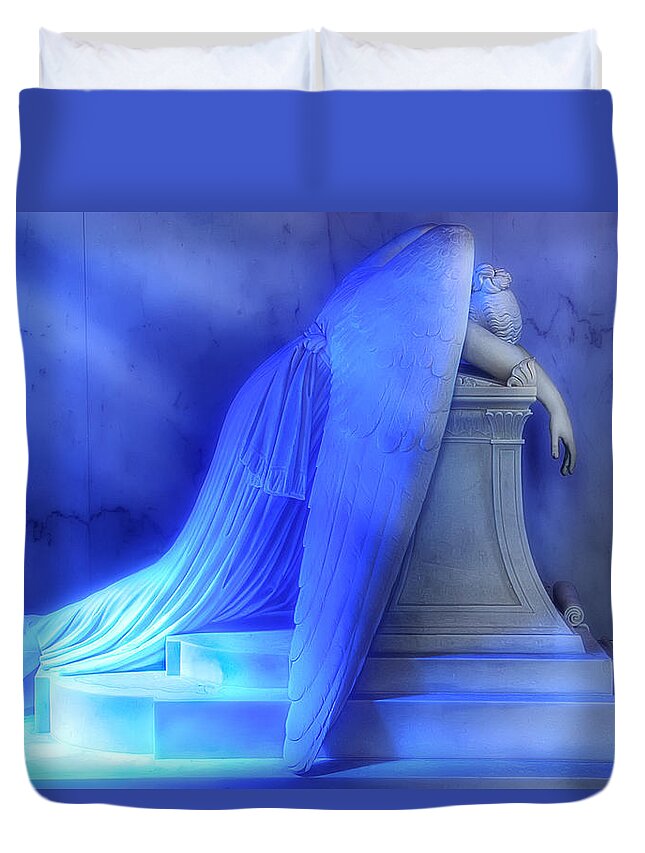 New Orleans Duvet Cover featuring the photograph Weeping Angel by Don Lovett