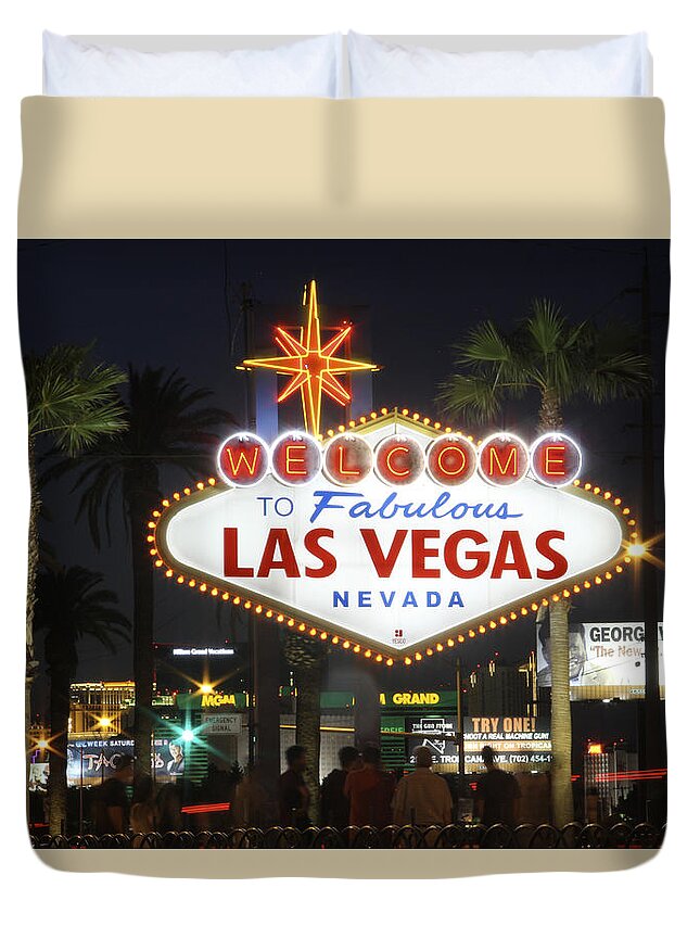 Welcome To Las Vegas Duvet Cover featuring the photograph Welcome to Las Vegas by Mike McGlothlen