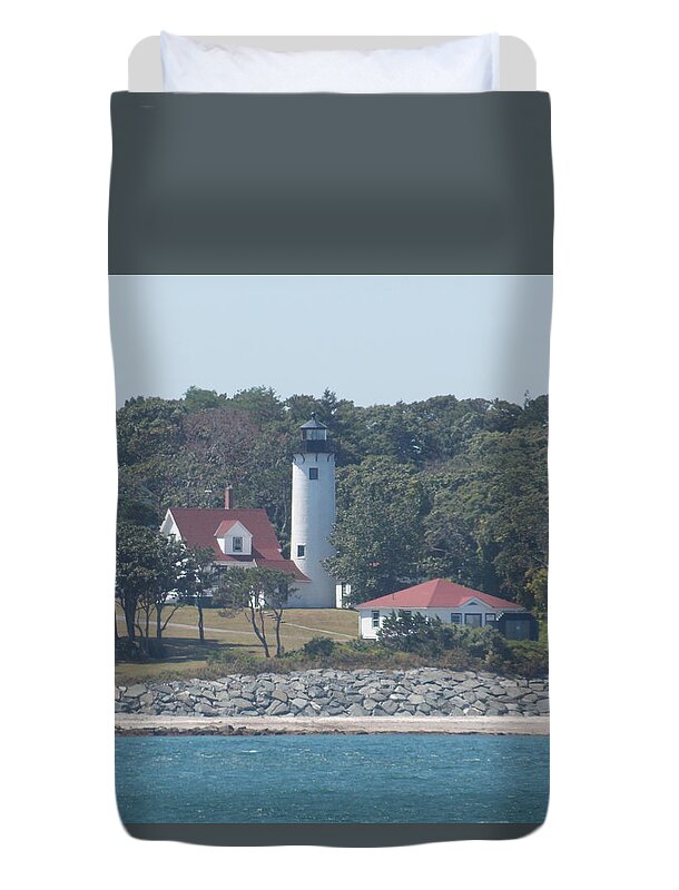 Lighthouses Duvet Cover featuring the photograph West Chop Lighthouse by Catherine Gagne