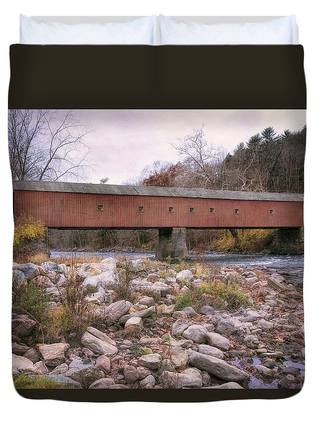 Joan Carroll Duvet Cover featuring the photograph West Cornwall Covered Bridge by Joan Carroll