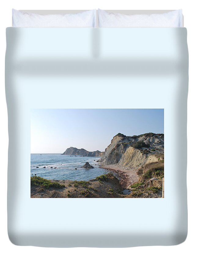Erikousa Duvet Cover featuring the photograph West Erikousa 1 by George Katechis