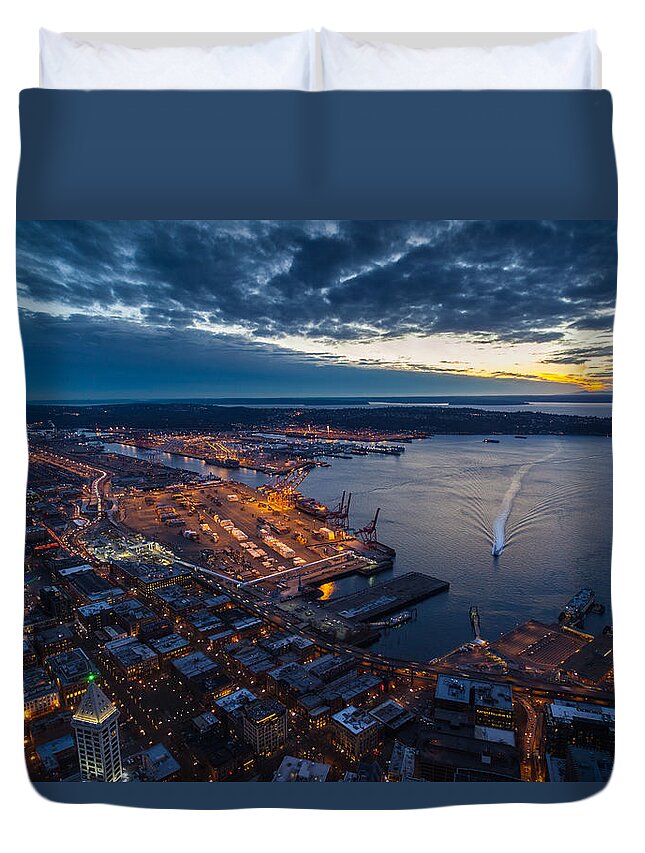Seattle Duvet Cover featuring the photograph West Seattle Water Taxi by Mike Reid