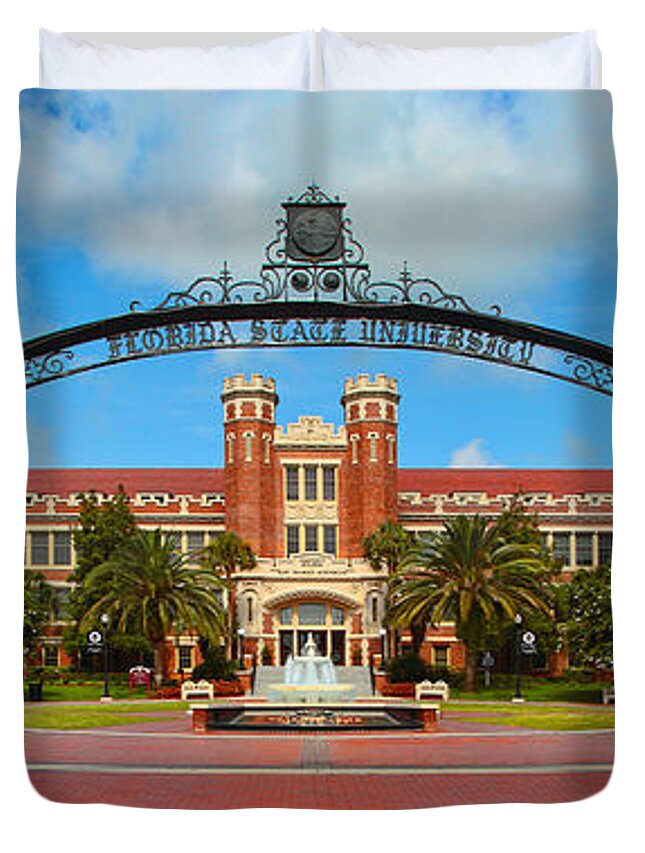 Florida State University Westcott Building Duvet Cover featuring the photograph Westcott Gateway Arch - FSU by John Douglas