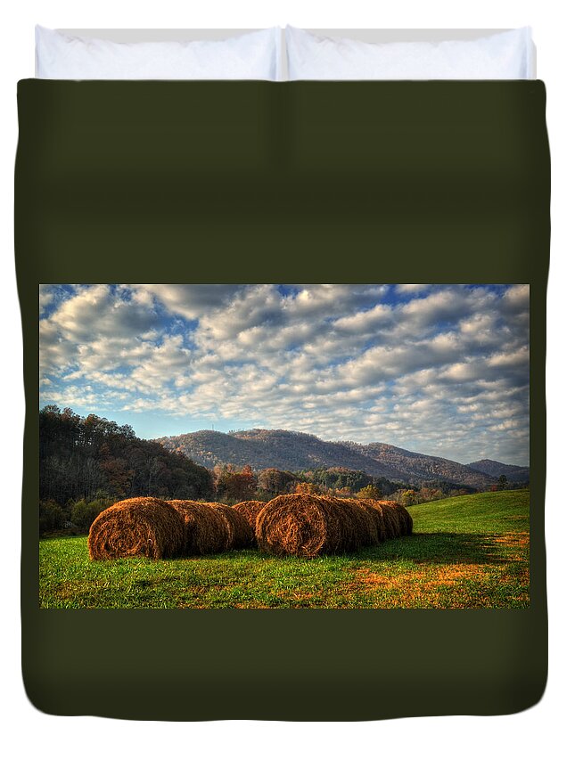 Western North Carolina Duvet Cover featuring the photograph Western North Carolina Hay Field by Greg and Chrystal Mimbs