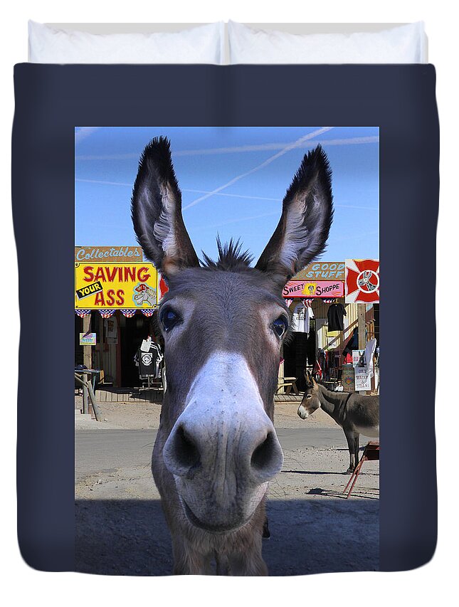 Donkey Duvet Cover featuring the photograph What . . . No Carrots by Mike McGlothlen