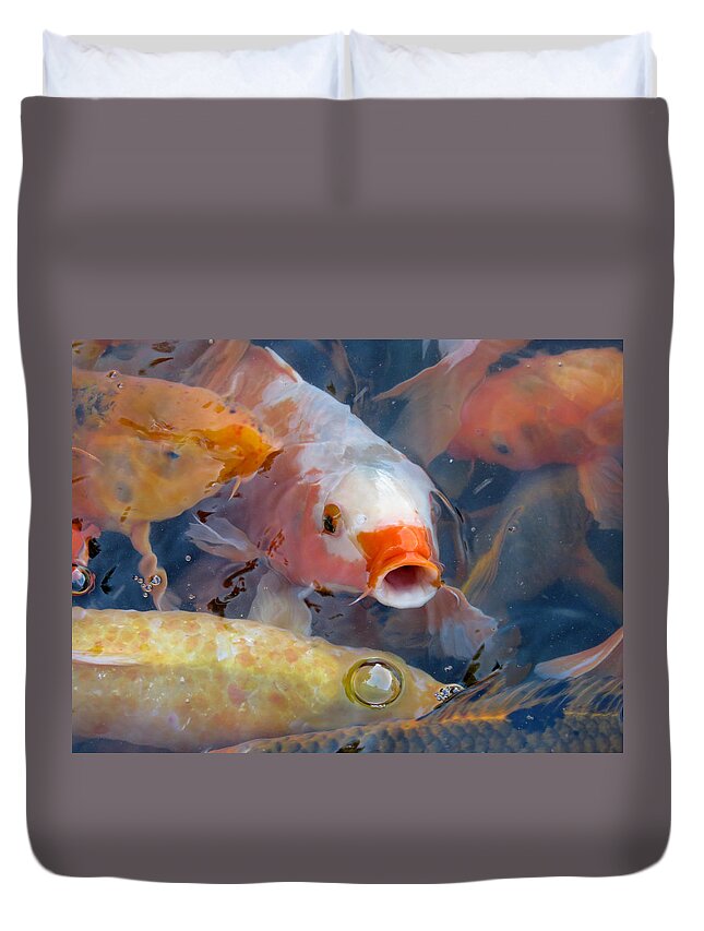Fish Duvet Cover featuring the photograph What a Crowd by Laurel Powell