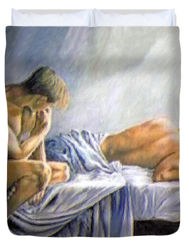 Dreaming Duvet Cover featuring the painting What is He Dreaming by Troy Caperton