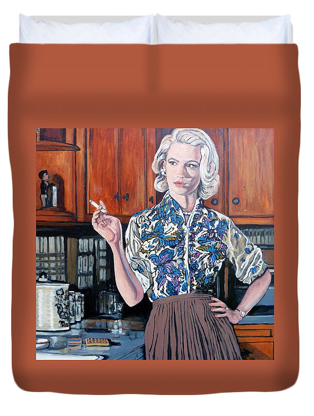 Betty Draper Duvet Cover featuring the painting What's For Dinner? by Tom Roderick