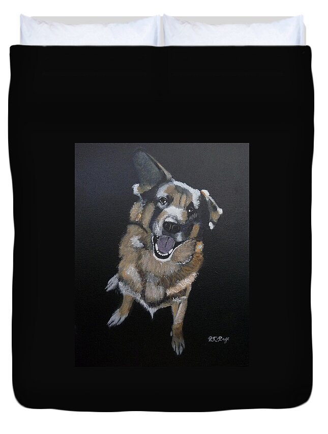 Dog Duvet Cover featuring the painting What's Up by Richard Le Page