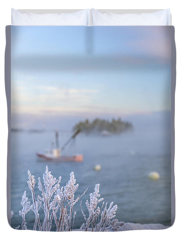 Lubec Duvet Cover featuring the photograph Where Morning Glories Grow by Evelina Kremsdorf