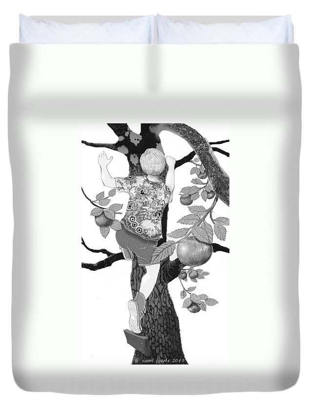 Boy Duvet Cover featuring the digital art Where the Best Apples Are by Carol Jacobs