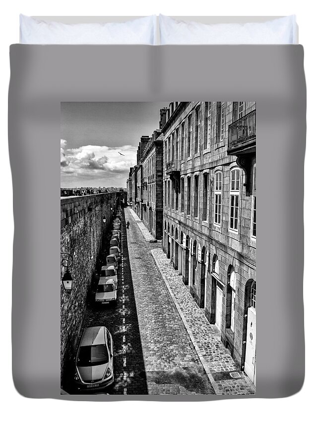 St Malo Duvet Cover featuring the photograph Where's my car? by Nigel R Bell