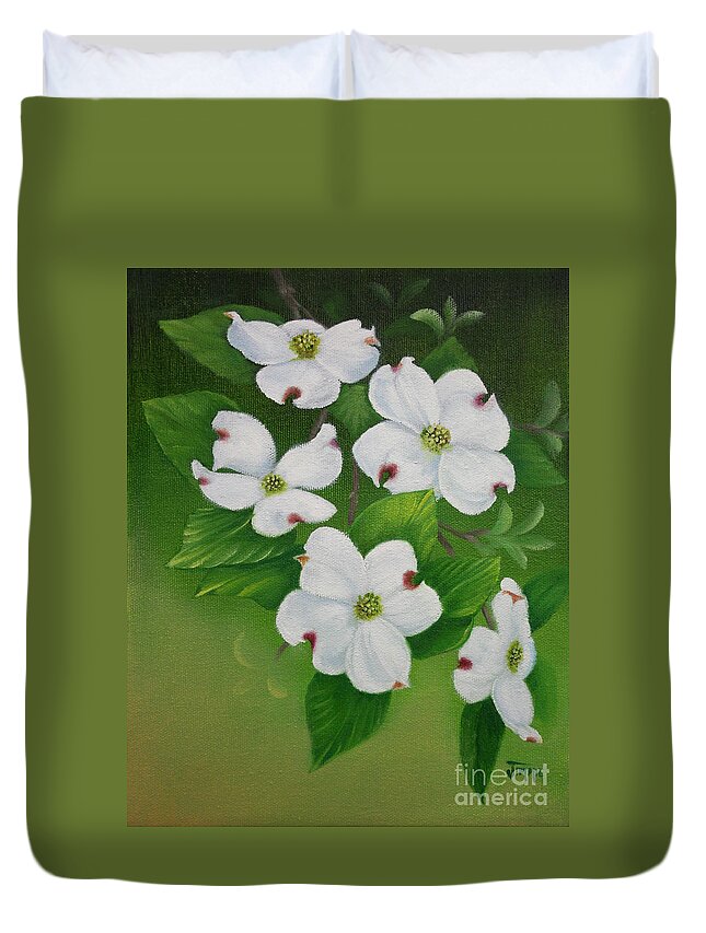 Dogwoods Duvet Cover featuring the painting White Dogwoods by Jimmie Bartlett
