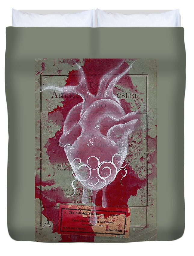 Heart Duvet Cover featuring the painting White Heart by Abril Andrade
