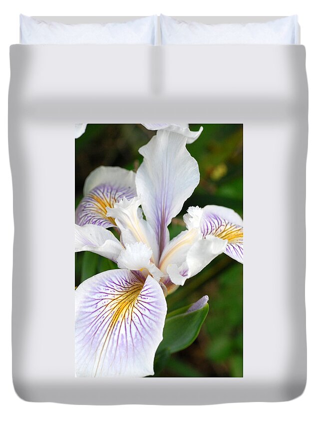 Flower Duvet Cover featuring the photograph White Iris 2 by Amy Fose
