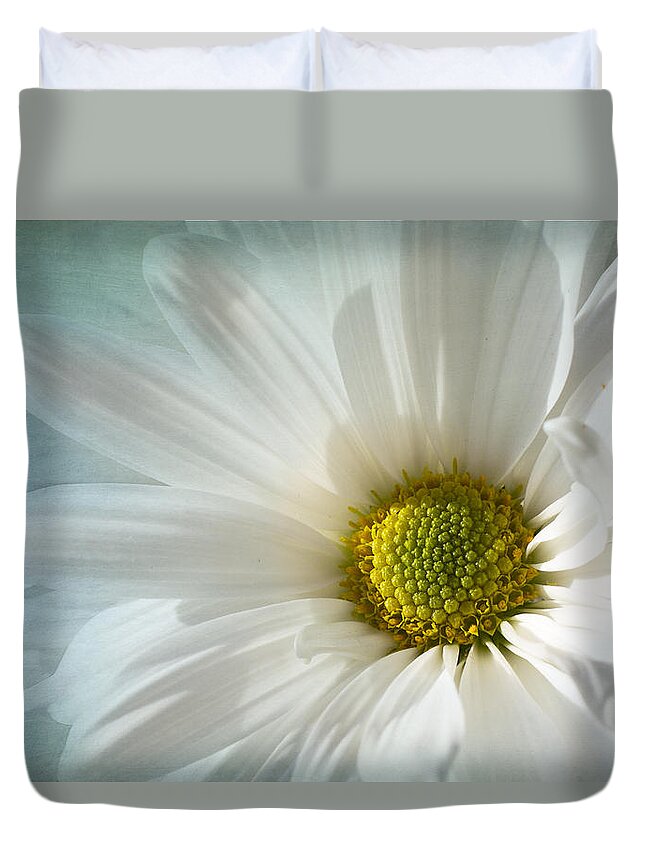 White Daisy Flower Duvet Cover featuring the photograph White Melody by Marina Kojukhova