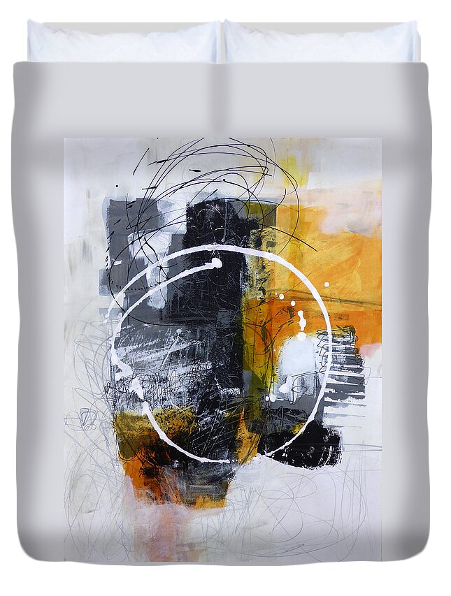 Keywords: Abstract Duvet Cover featuring the painting White Out 3 by Jane Davies