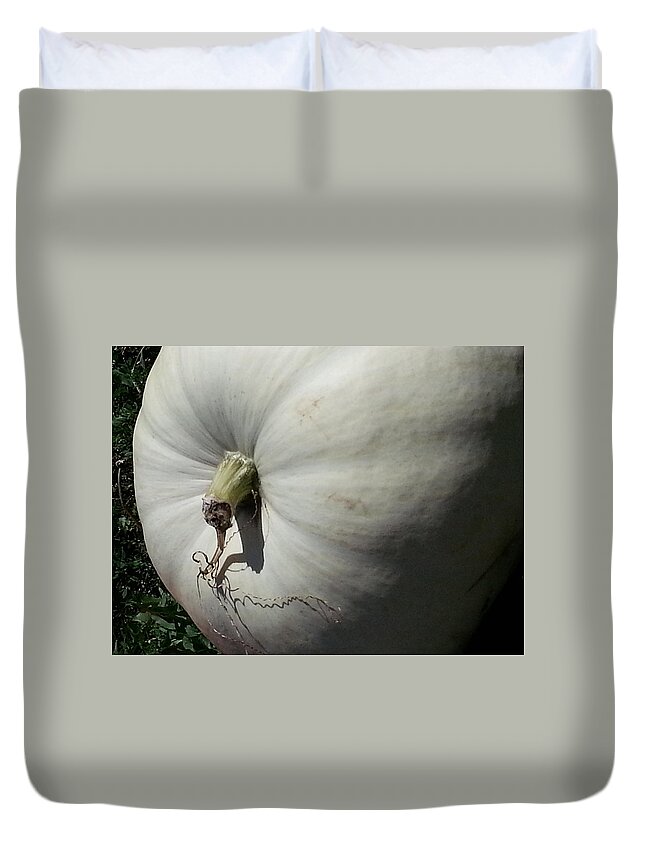 Pumpkin Duvet Cover featuring the photograph White Pumpkin by Caryl J Bohn