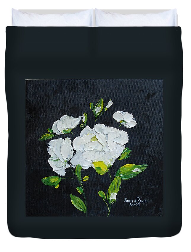 Flowers Duvet Cover featuring the painting White Wonder by Judith Rhue
