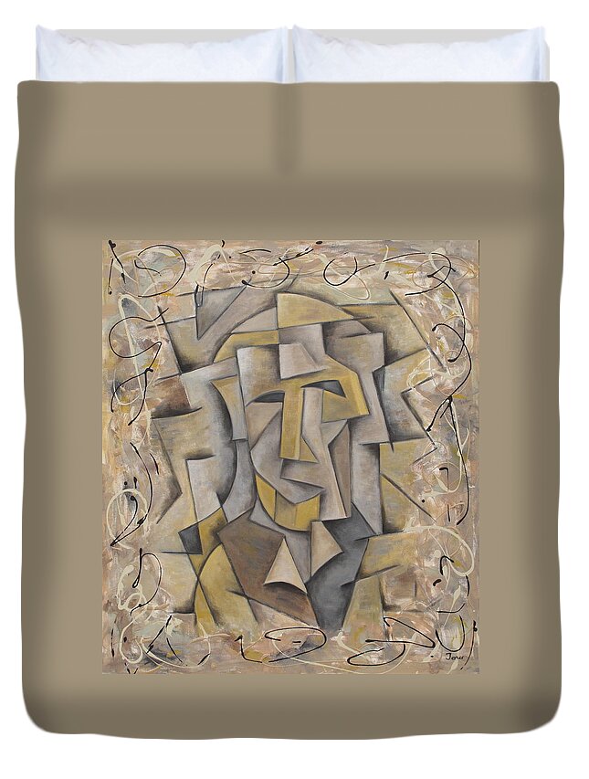 Abstract Duvet Cover featuring the painting Who is John Gault? by Trish Toro
