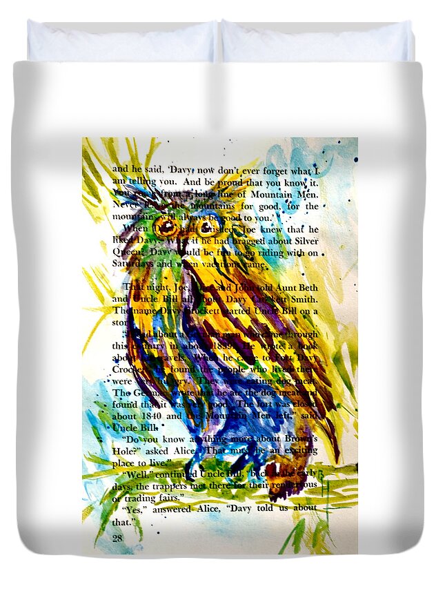 Owl Duvet Cover featuring the painting Who Is That by Beverley Harper Tinsley