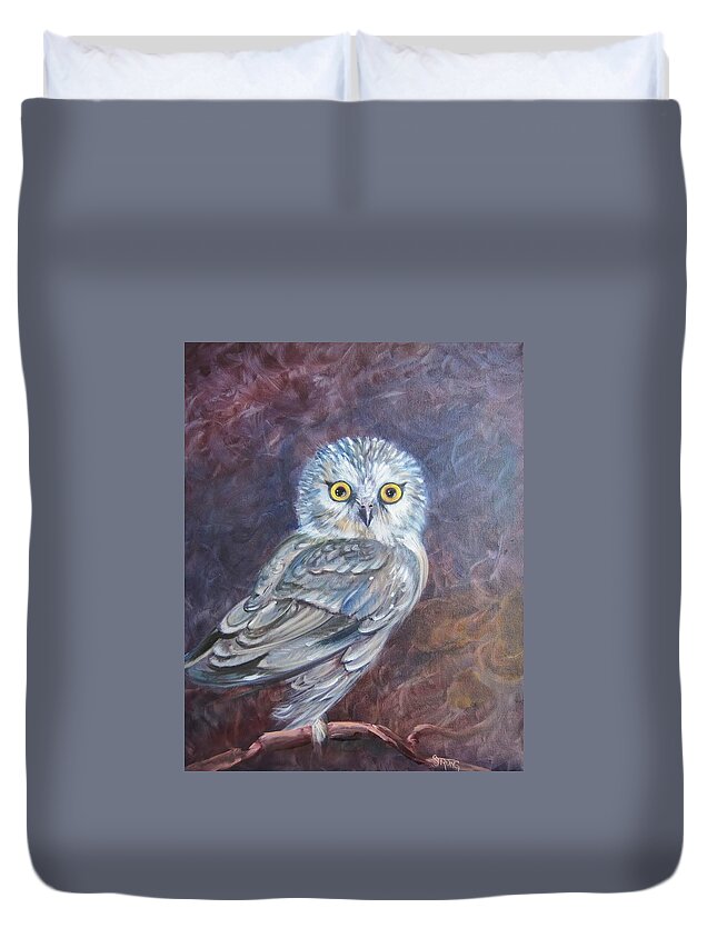 Bird Duvet Cover featuring the painting Who's Looking at You by Sherry Strong